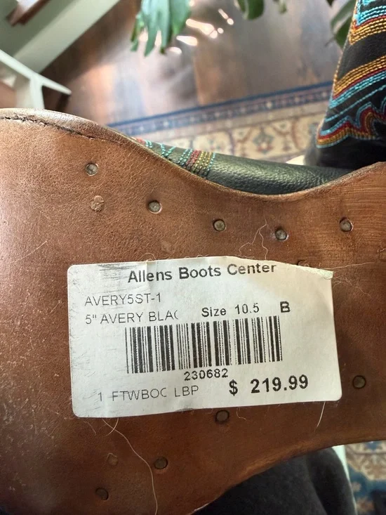 Embroidered Leather Ankle Boots in Black with Multicolor Stitching - Picture 3 of 6